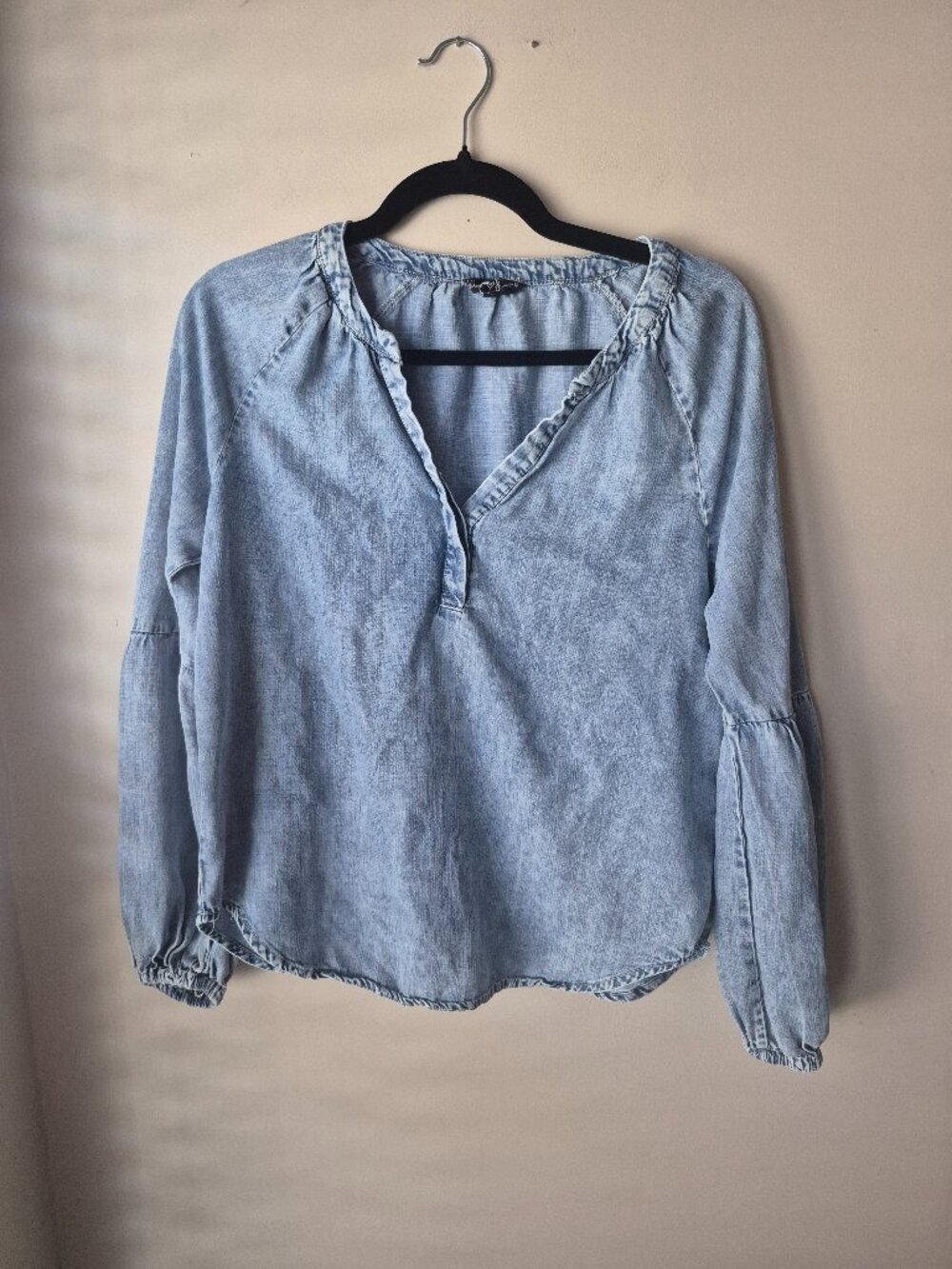 Velvet Heart Tencel Chambray Balloon Sleeve Blouse S